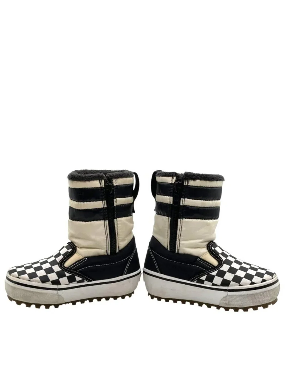 Vans Checkerboard MTE Snow Boots Kids 11 Pull-On Waterproof Insulated Winter Zip